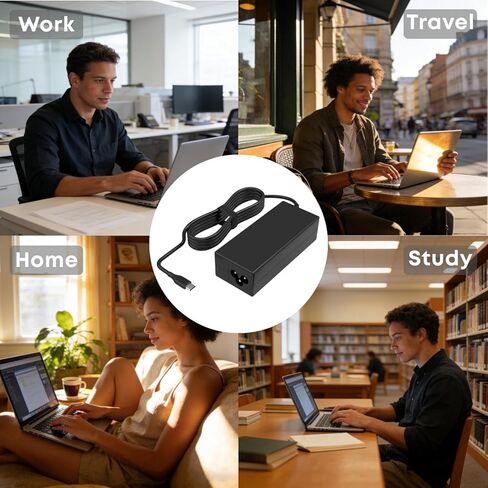 PD 65W USB C Laptop Charger for HP - Pavilion Envy Spectre, Universal Type C Power Adapter for Dell Lenovo Acer ASUS Suited to I nspiron ThinkPad VivoBook Aspire Latitude IdeaPad Chromebook Series in Saudi Arabia