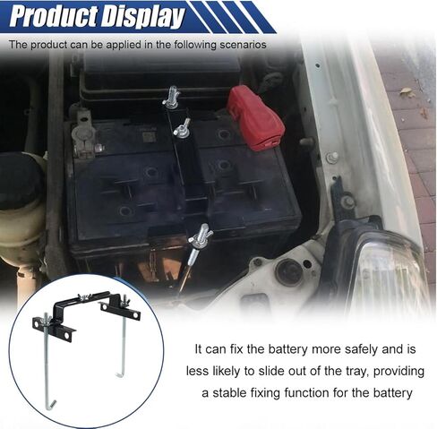 Car Battery Hold Down Kit, Adjustable Batteries Tie Down Holder, Universal Battery Crossbar with J Bolt, Car Battery Holder Bracket Kit for SUVs Cars Trucks (10.6"/270mm Bolt) in Saudi Arabia