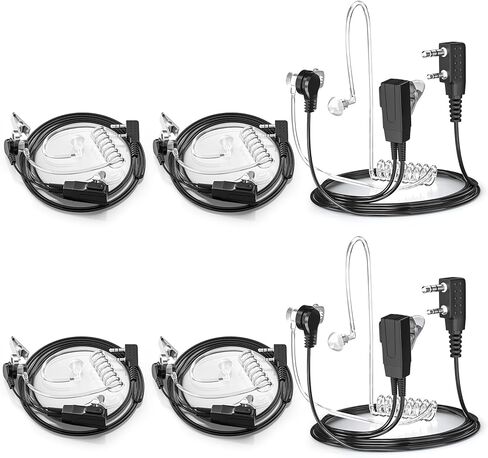 6 Pack Walkie Talkie Earpiece with Mic, Covert Acoustic Tube Headset, 2 Pin Radio Earpiece with Comfortable Earhook, Compatible with 888S 888HD UV-5RH MP31 UV-5R UV-K5 BF-T26 BF-F8HP PRO in Saudi Arabia
