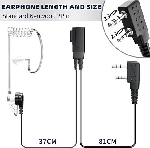 6 Pack Walkie Talkie Earpiece with Mic, Covert Acoustic Tube Headset, 2 Pin Radio Earpiece with Comfortable Earhook, Compatible with 888S 888HD UV-5RH MP31 UV-5R UV-K5 BF-T26 BF-F8HP PRO in Saudi Arabia