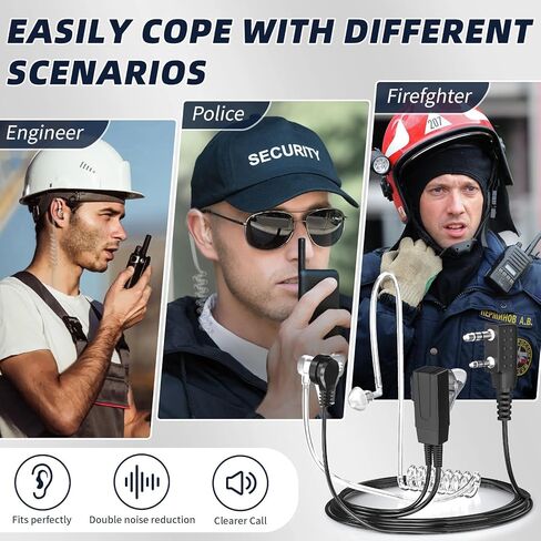 6 Pack Walkie Talkie Earpiece with Mic, Covert Acoustic Tube Headset, 2 Pin Radio Earpiece with Comfortable Earhook, Compatible with 888S 888HD UV-5RH MP31 UV-5R UV-K5 BF-T26 BF-F8HP PRO in Saudi Arabia