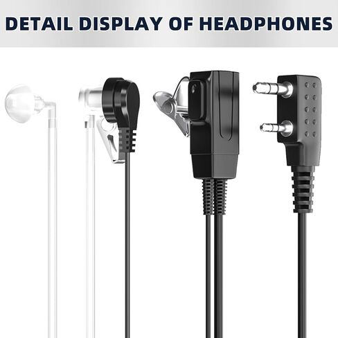 6 Pack Walkie Talkie Earpiece with Mic, Covert Acoustic Tube Headset, 2 Pin Radio Earpiece with Comfortable Earhook, Compatible with 888S 888HD UV-5RH MP31 UV-5R UV-K5 BF-T26 BF-F8HP PRO in Saudi Arabia