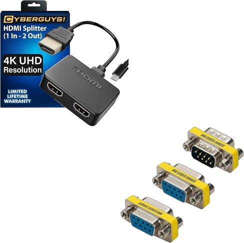 رجال الإنترنت! مقسم HDMI 1 في 2 مخرج، 4K HDMI Hub 2.0، ناسخ فيديو مع كابل طاقة USB بطول 2.5 قدم ومحول DB9 مغير الجنس 3 عبوات - مجموعة المحولات التسلسلية تتضمن DB9 أنثى إلى أنثى in Saudi Arabia