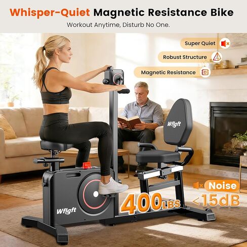 Recumbent Exercise Bike for Home, Recumbent Bikes for Seniors Gym, Quiet Recumbent Stationary Bikes for Seniors 400LBS Capacity, Adjustable Seat & Backrest, 8-Level Resistance & LCD Display in Kuwait