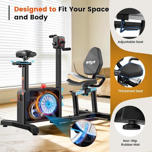 Recumbent Exercise Bike for Home, Recumbent Bikes for Seniors Gym, Quiet Recumbent Stationary Bikes for Seniors 400LBS Capacity, Adjustable Seat & Backrest, 8-Level Resistance & LCD Display in Kuwait