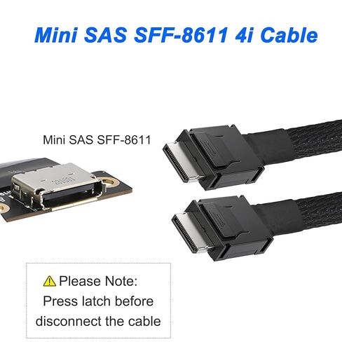 XMSJSIY Mini SAS SFF-8611 4i إلى SFF-8611 4i ذكر إلى ذكر PCIe Gen4 x4 64 جيجابت في الثانية كابل تمديد نقل بيانات SDD عالي السرعة للخوادم وأنظمة التخزين - 40 سم / 1.3 قدم in Saudi Arabia