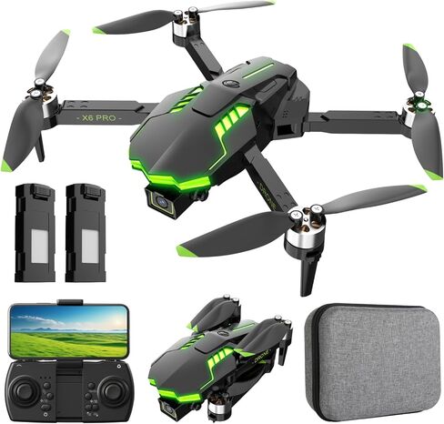Drone with Camera 1080P for Kids and Adults, Foldable Drone with Brushless Motor RC Quadcopter, Toys for Boys and Men Birthday Gifts (Green) in Saudi Arabia