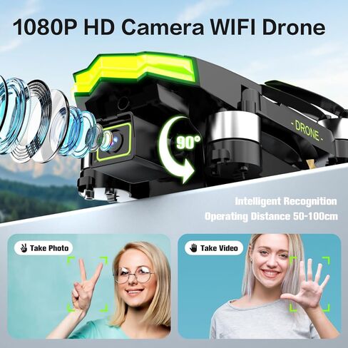 Drone with Camera 1080P for Kids and Adults, Foldable Drone with Brushless Motor RC Quadcopter, Toys for Boys and Men Birthday Gifts (Green) in Saudi Arabia