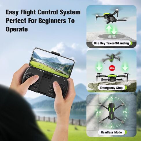 Drone with Camera 1080P for Kids and Adults, Foldable Drone with Brushless Motor RC Quadcopter, Toys for Boys and Men Birthday Gifts (Green) in Saudi Arabia