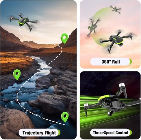 Drone with Camera 1080P for Kids and Adults, Foldable Drone with Brushless Motor RC Quadcopter, Toys for Boys and Men Birthday Gifts (Green) in Saudi Arabia