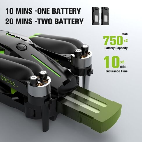 Drone with Camera 1080P for Kids and Adults, Foldable Drone with Brushless Motor RC Quadcopter, Toys for Boys and Men Birthday Gifts (Green) in Saudi Arabia