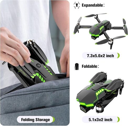 Drone with Camera 1080P for Kids and Adults, Foldable Drone with Brushless Motor RC Quadcopter, Toys for Boys and Men Birthday Gifts (Green) in Saudi Arabia