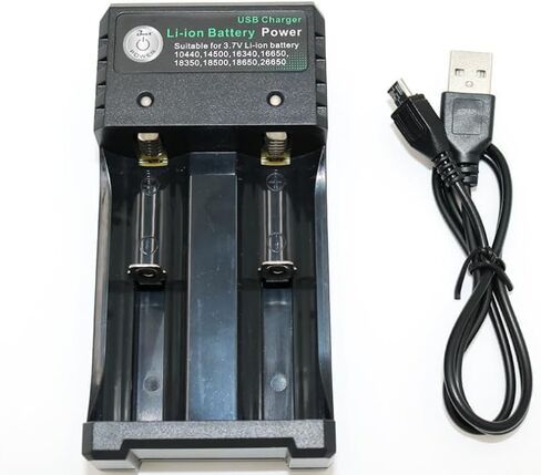 شاحن بطارية عالمي، شاحن بطارية بفتحتين، بطارية ليثيوم أيون، شاحن USB قابل لإعادة الشحن لـ 18650 14500 26650 16340 in Saudi Arabia