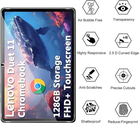 Murmure [عبوة من قطعتين واقي شاشة لجهاز Lenovo Chromebook Duet Gen 9 11 بوصة، صلابة 9H [وضوح عالي الدقة] طبقة شاشة زجاجية مقاومة للخدش، سهلة التركيب، خالية من الفقاعات in Kuwait