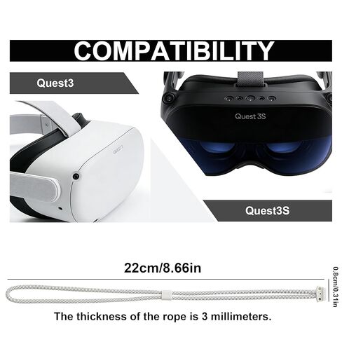 Costyleen 2 Pack Meta Quest 3/3S Adjustable Wrist Straps - Durable Secure Controller Straps, Easy Installation, White in Kuwait