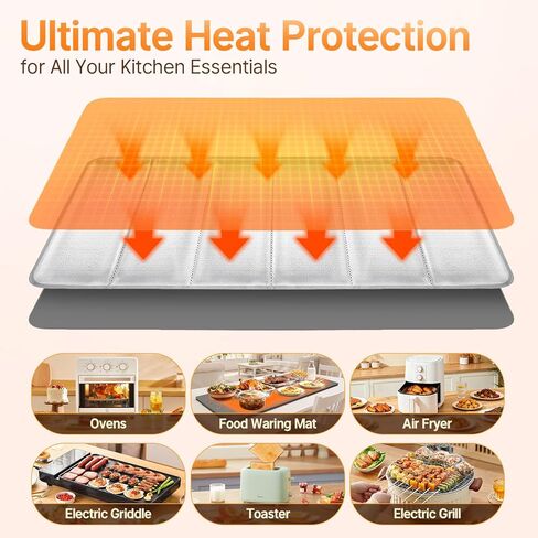Heat-Resistant Mat for Food Warming Mats, 35.8×16.5 inch Tables Protected, Up to 70% Temperature Block, Foldable,Waterproof, Oil-Resistant, Heat Resistant Mats for Hot Cookware, Air Fryer, Counter in Saudi Arabia