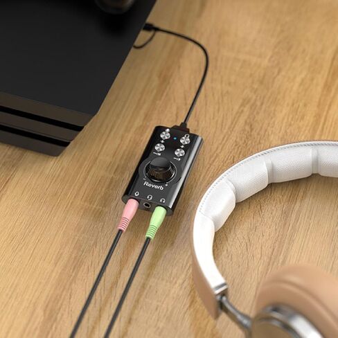 بطاقة صوت USB، محول صوت ستيريو خارجي مع التحكم في مستوى الصوت ومغير الصوت، لأجهزة الكمبيوتر المحمول وسماعات الرأس وميكروفون الألعاب in Saudi Arabia