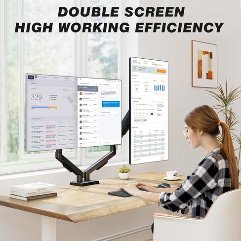 5Rcom Dual Monitor Stand for 17-34 inch Computer Screens, Full Motion Monitor Dual Monitor Arms, Dual Monitor Arms Hold up to 22lbs, Gas Spring Monitor Stand, 75/100mm VESA Mount in Kuwait