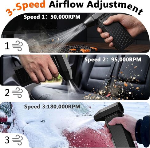 Preciva 2-in-1 Compressed Air Duster, 180,000 RPM High-Speed Turbo Electric Duster & Vacuum with 3-Second Deep Cleaning, Rechargeable Battery, 6 Attachments and LED Light for Keyboard, PC, Car, Home in Saudi Arabia