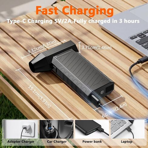 Preciva 2-in-1 Compressed Air Duster, 180,000 RPM High-Speed Turbo Electric Duster & Vacuum with 3-Second Deep Cleaning, Rechargeable Battery, 6 Attachments and LED Light for Keyboard, PC, Car, Home in Saudi Arabia