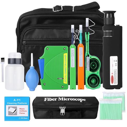 14PC Fiber Optic Cleaning kit, 400x Fiber Optic Microscope, 2.5mm/1.25mm & MPO/MTP Cleaner Pen and Cleaning Box with Replace core in Saudi Arabia