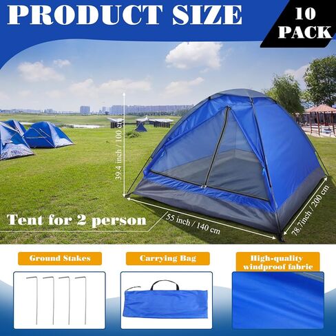 SATINIOR 10 Pack 2 Person Tents for Homeless Bulk Homeless Backpacking Supplies Lightweight Tent Waterproof Windproof Setup with Stakes Carrying Bag for Camping Charitable Donation in Saudi Arabia