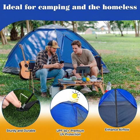 SATINIOR 10 Pack 2 Person Tents for Homeless Bulk Homeless Backpacking Supplies Lightweight Tent Waterproof Windproof Setup with Stakes Carrying Bag for Camping Charitable Donation in Saudi Arabia