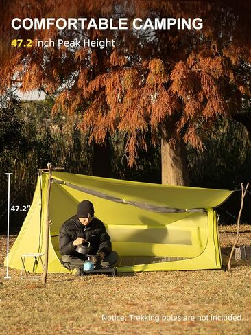 TOMOUNT Ultralight Bivy Tent 15D Nylon Trekking Pole Tent for one Person,Lightweight Backpacking Tent,Waterproof Windproof Tents for Climbing,Camping,Hiking,Trekking in Saudi Arabia