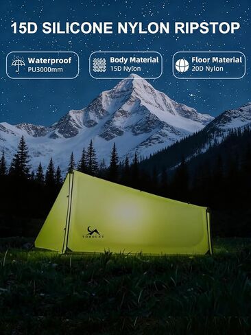 TOMOUNT Ultralight Bivy Tent 15D Nylon Trekking Pole Tent for one Person,Lightweight Backpacking Tent,Waterproof Windproof Tents for Climbing,Camping,Hiking,Trekking in Saudi Arabia