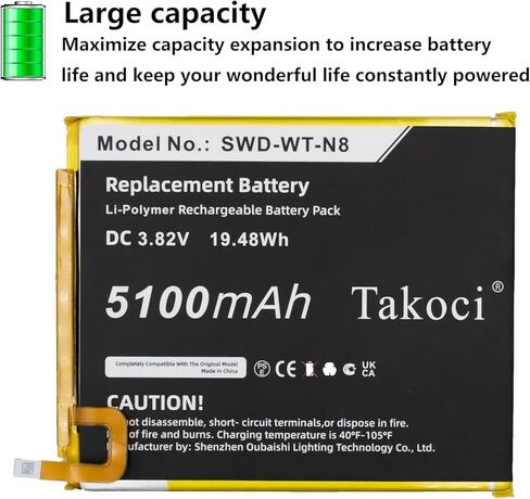 5100mAh Replacement Battery for Samsung Galaxy Tab A 8.0 2019 SM-T290 SM-T295 SM-T295C SM-T295N in Saudi Arabia
