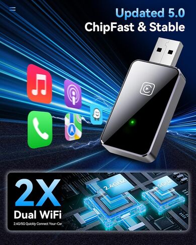 Wireless CarPlay Adapter for iPhone 2026 Upgraded, 2 in 1 Apple CarPlay Wireless Adapter, Plug and Play, Convert Wired Carplay for iOS 10+ (Black) in Saudi Arabia