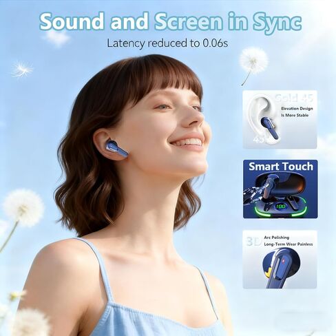 Wireless Earbuds Bluetooth 5.3 Noise-Canceling Wireless Headphones Waterproof in-Ear Headphones LED Display Charging Case Ideal for Sports, Work, and Fitness in Saudi Arabia