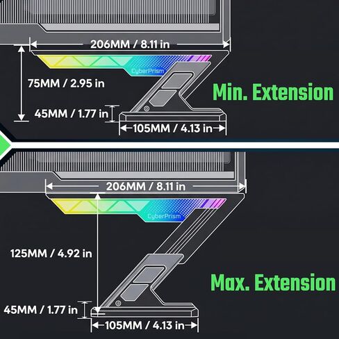 ARGB GPU Sag Bracket، حامل بطاقة رسومات مضاد للترهل لسلسلة RTX 4090/50، دعم GPU من الألومنيوم قابل للتعديل لوحدات معالجة الرسومات ثلاثية الفتحات، قاعدة مغناطيسية، 5V 3-Pin RGB Sync (أسود سبج) in Kuwait