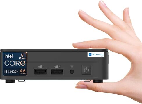 كمبيوتر مكتبي صغير الحجم ASUS NUC 13 Pro، Intel Core i5-13420H (يصل إلى 4.6 جيجا هرتز)، ذاكرة الوصول العشوائي 32 جيجابايت، 1 تيرابايت PCIe SSD، تصميم فائق الهدوء، شاشة رباعية 4K، USB، HDMI، Thunderbolt، Wi-Fi 6E، بلوتوث، RJ-45، Win11 Pro in Saudi Arabia