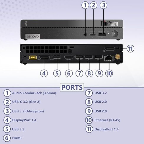 Lenovo ThinKCentre neo 50q Gen 4 Tiny 1L Business Mini Desktop Computer, 13th Gen Intel 8-Core i5-13420H (Beat i7-1355U), 32GB DDR4 RAM, 1TB PCIe SSD, 2 DisplayPorts, WiFi 6, Win 11 Pro, Vent-Hear in Saudi Arabia