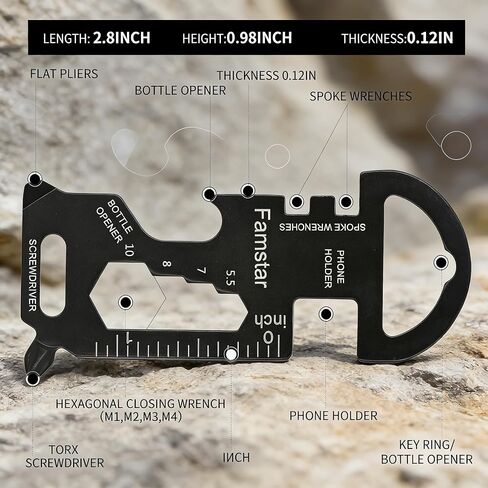 Black Keychain Multi Tool Metal Pocket Gadget 3 Pieces Set for Men Portable No Rust Wrench Ruler Bottle Opener Routine Maintenance (Pack of 3) in Saudi Arabia