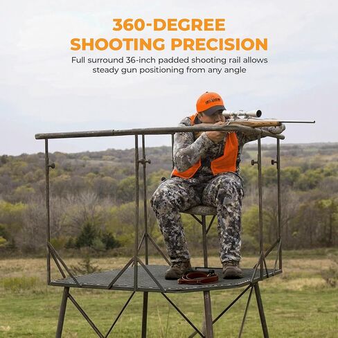 MUDDY Roost Quad Pod 10' Steel Hunting Stand with 57" x 57" Platform, Ladder Access, 2 Flex-Tek Seats, and Camo Blind, 500 Lb Weight Rating in Saudi Arabia