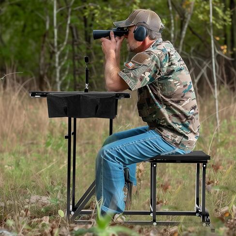 HECASA Portable Shooting Table Seat Set, Height Adjustable Gun Rest and Ammo Pockets for Outdoor Range Hunting in Saudi Arabia