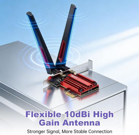 بطاقة BE5400 WiFi 7 PCIe WiFi - محول شبكة ثلاثي النطاق بسرعة 6 جيجا هرتز و160 ميجا هرتز مع بلوتوث 5.4، محول WiFi شريحة MT7925 لألعاب الكمبيوتر المكتبي والواقع الافتراضي، Windows 11/10 64 بت in Kuwait