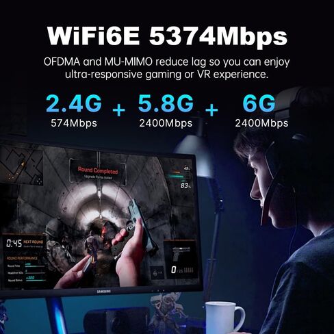 بطاقة PCIe WiFi 6E RTL8852CE ثلاثية الموجات 5400 ميجا بت في الثانية بلوتوث 5.3 محول الشبكة اللاسلكية لأجهزة الكمبيوتر المكتبية، تدعم Windows 10/11 64 بت in Kuwait