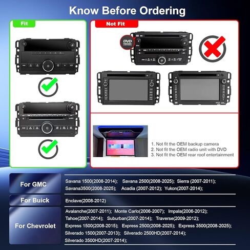 لترقية 10.2 شيفروليه سيلفرادو 2007-2013 تاهو جي إم سي سييرا يوكون راديو، 5G-WiFi6 Wireless CarPlay Android Auto QLED Car Stereo/AM/FM/Airplay/1080P (4Ram+64Rom-HD) in Saudi Arabia