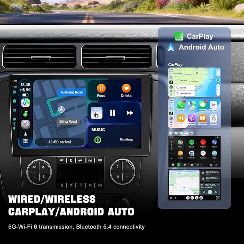 لترقية 10.2 شيفروليه سيلفرادو 2007-2013 تاهو جي إم سي سييرا يوكون راديو، 5G-WiFi6 Wireless CarPlay Android Auto QLED Car Stereo/AM/FM/Airplay/1080P (4Ram+64Rom-HD) in Saudi Arabia