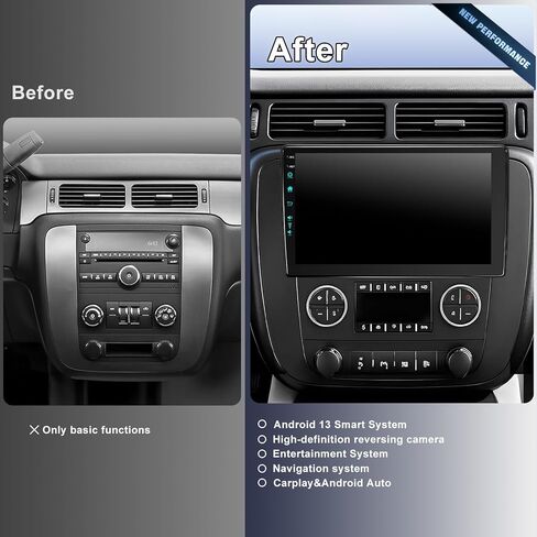 لترقية 10.2 شيفروليه سيلفرادو 2007-2013 تاهو جي إم سي سييرا يوكون راديو، 5G-WiFi6 Wireless CarPlay Android Auto QLED Car Stereo/AM/FM/Airplay/1080P (4Ram+64Rom-HD) in Saudi Arabia