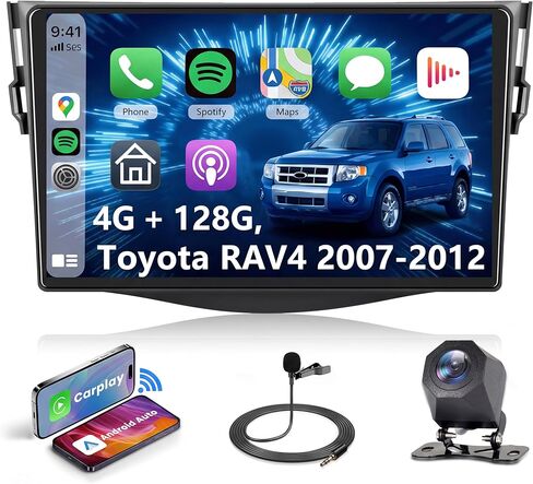 4G+64G Car Stereo for Toyota RAV4 2007-2012, Wireless Carplay Android Auto, 5G WiFi GPS, with Knob 9 inch Touch Screen Radio for RAV4, Backup Camera, Bluetooth FM RDS EQ SWC in Saudi Arabia