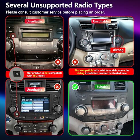 ستيريو راديو السيارة لسيارة Toyota Highlander 2008-2013 (غير مناسب JBL)، وحدة رأس تعمل باللمس مقاس 10 بوصات Android 13، CarPlay اللاسلكي وAndroid Auto، ملاحة GPS، كاميرا احتياطية عالية الدقة، WiFi 6، بلوتوث 5.4، FM، SWC in Kuwait