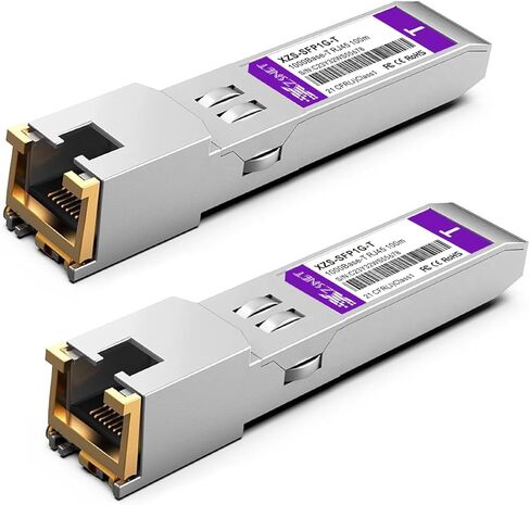 جهاز إرسال واستقبال 1000BASE-T SFP إلى RJ45، 1.25 جيجا نحاس SFP إلى إيثرنت وحدة GBIC صغيرة متوافقة مع Ubiquiti UniFi UF-RJ45-1G / UACC-CM-RJ45-1G والمزيد، عبوتان in Kuwait