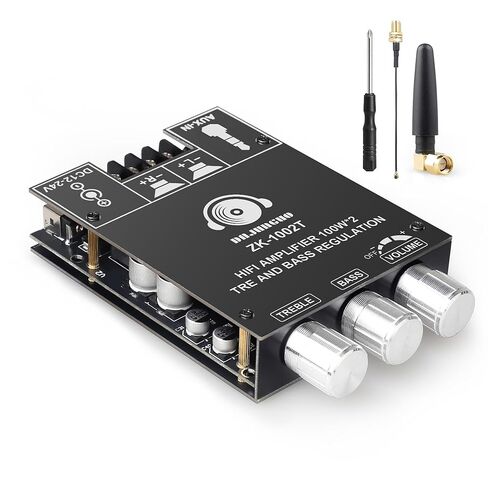 ZK-1002T 100W+100W Bluetooth Amplifier Board with IPEX-1 Antenna, 12-24V DC Input, 2.0 Stereo TPA3116D2 Chip Amp for DIY Speaker (Black2 ZK-1002T 2PCS) in Saudi Arabia
