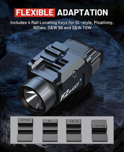 EZshoot 500 Lumens Pistol Light, Rechargeable Gun Light with Strobe Mode, Lightweight Handgun Lights Compatible with GL and Picatinny Rail, Picatinny Flashlight for Home Defense and Hunting in Saudi Arabia