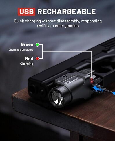 EZshoot 500 Lumens Pistol Light, Rechargeable Gun Light with Strobe Mode, Lightweight Handgun Lights Compatible with GL and Picatinny Rail, Picatinny Flashlight for Home Defense and Hunting in Saudi Arabia