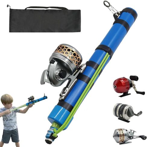 Catapult Fishing Rod, Sling Shot Fishing Reel Pole with Ergonomic Handle, Compact Telescopic Catapult Tool for Outdoor Anglers Travel in Saudi Arabia